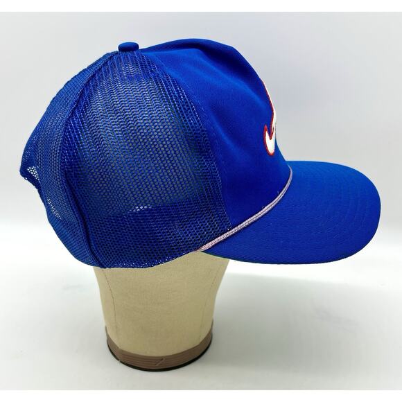 Vintage 1990s Atlanta Braves Hat Cap Snapback Blue Red Mesh Baseball Twins Logo - Picture 6 of 10